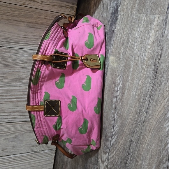 Dooney & Bourke Satchel Pink Green Duck Hobo Zip Handbag Purse - Picture 3 of 8